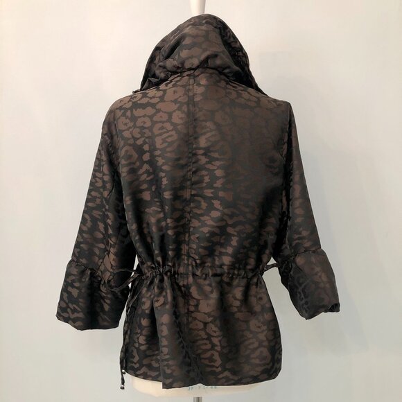 Luii Coat Black Brown Leopard Print Coat, Size L - Picture 6 of 9